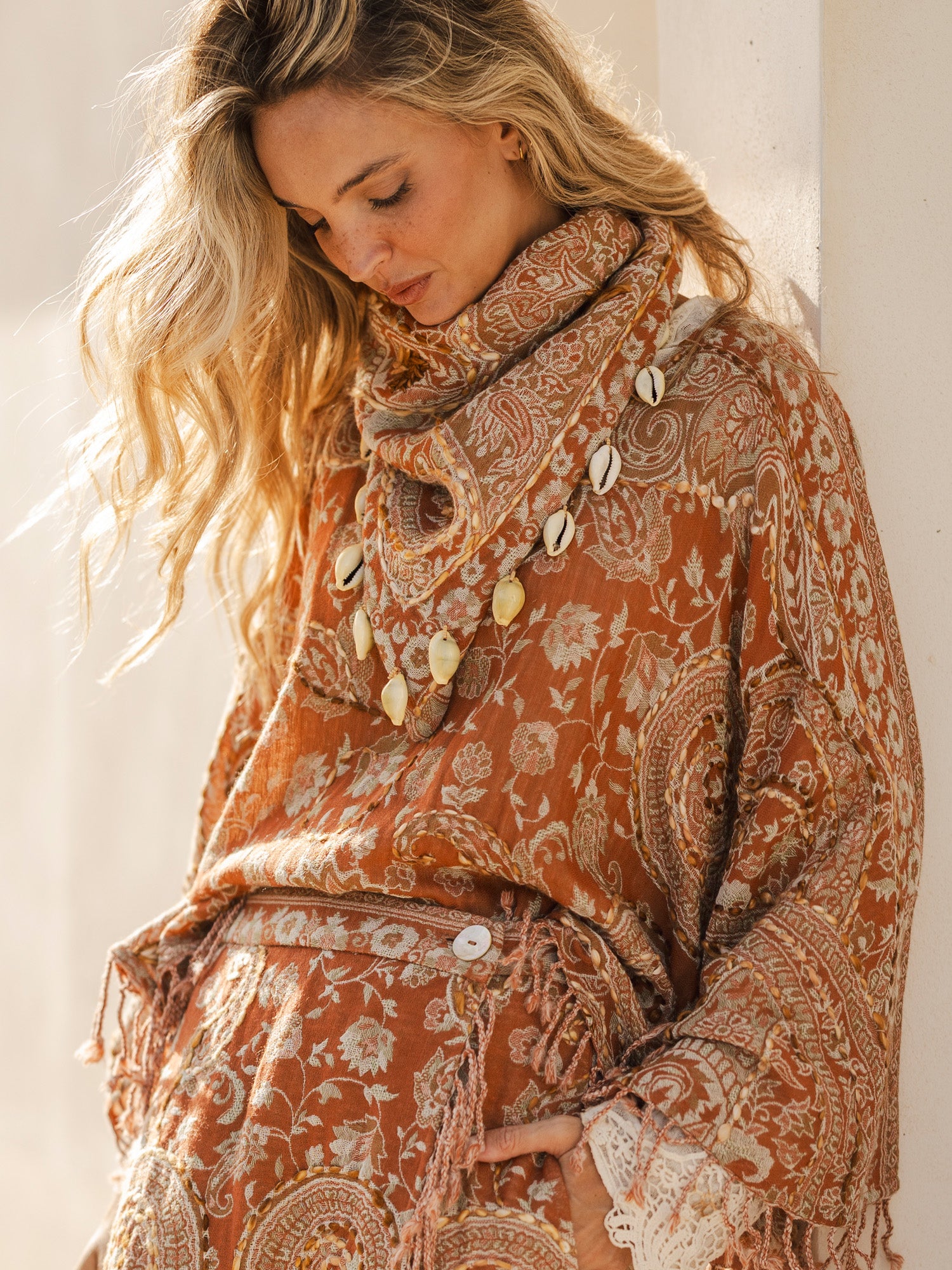 Poncho Uma Orange By Cris Mata