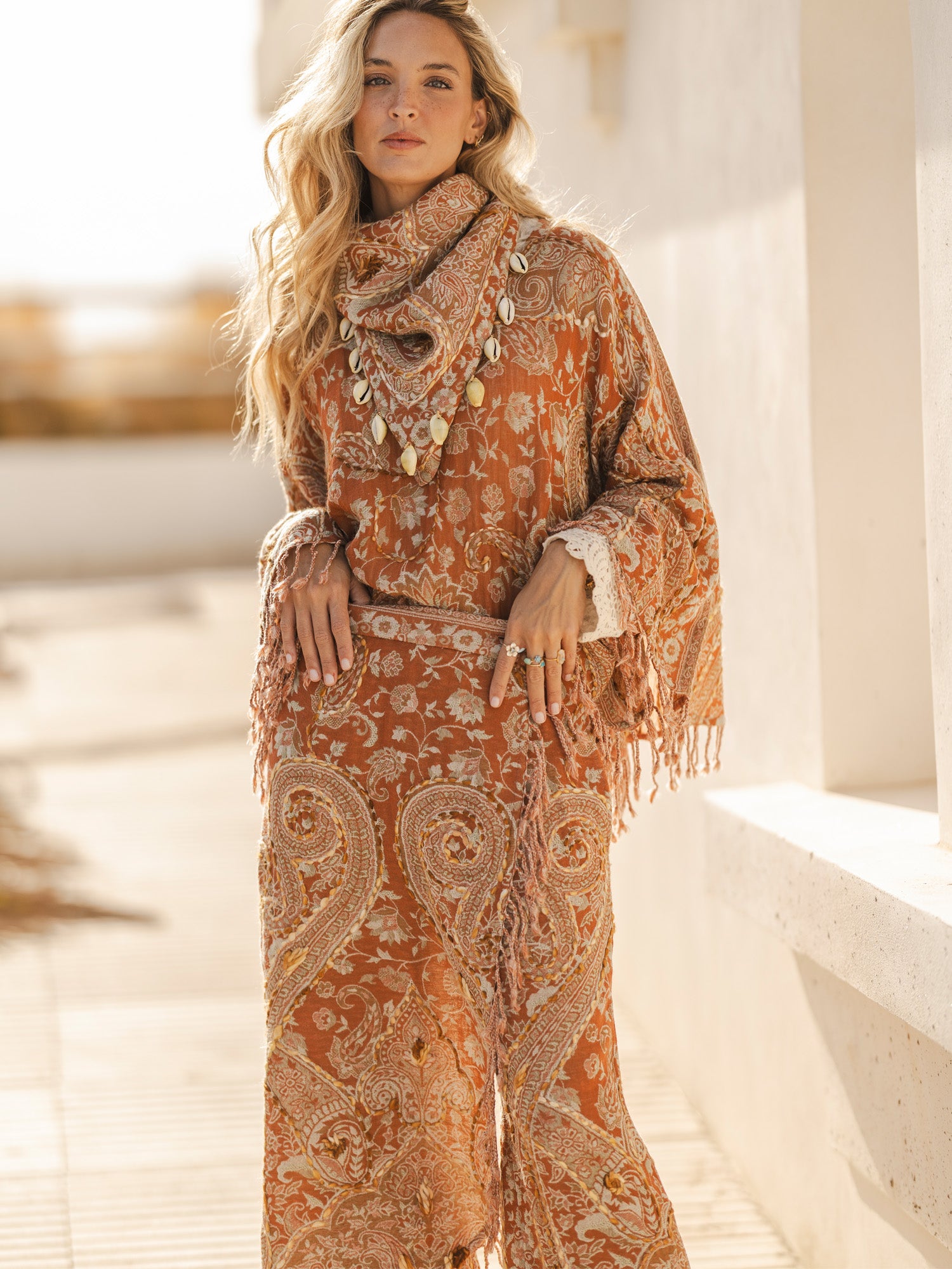 Poncho Uma Orange By Cris Mata