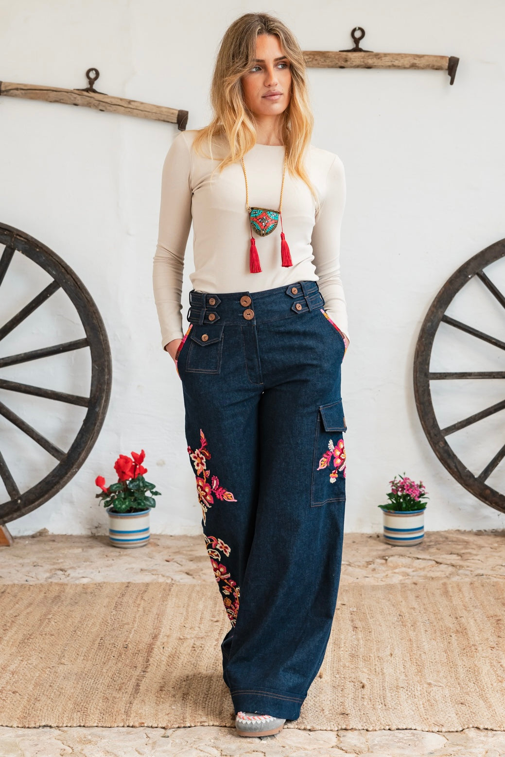 Presili Denim Pants Embroidery