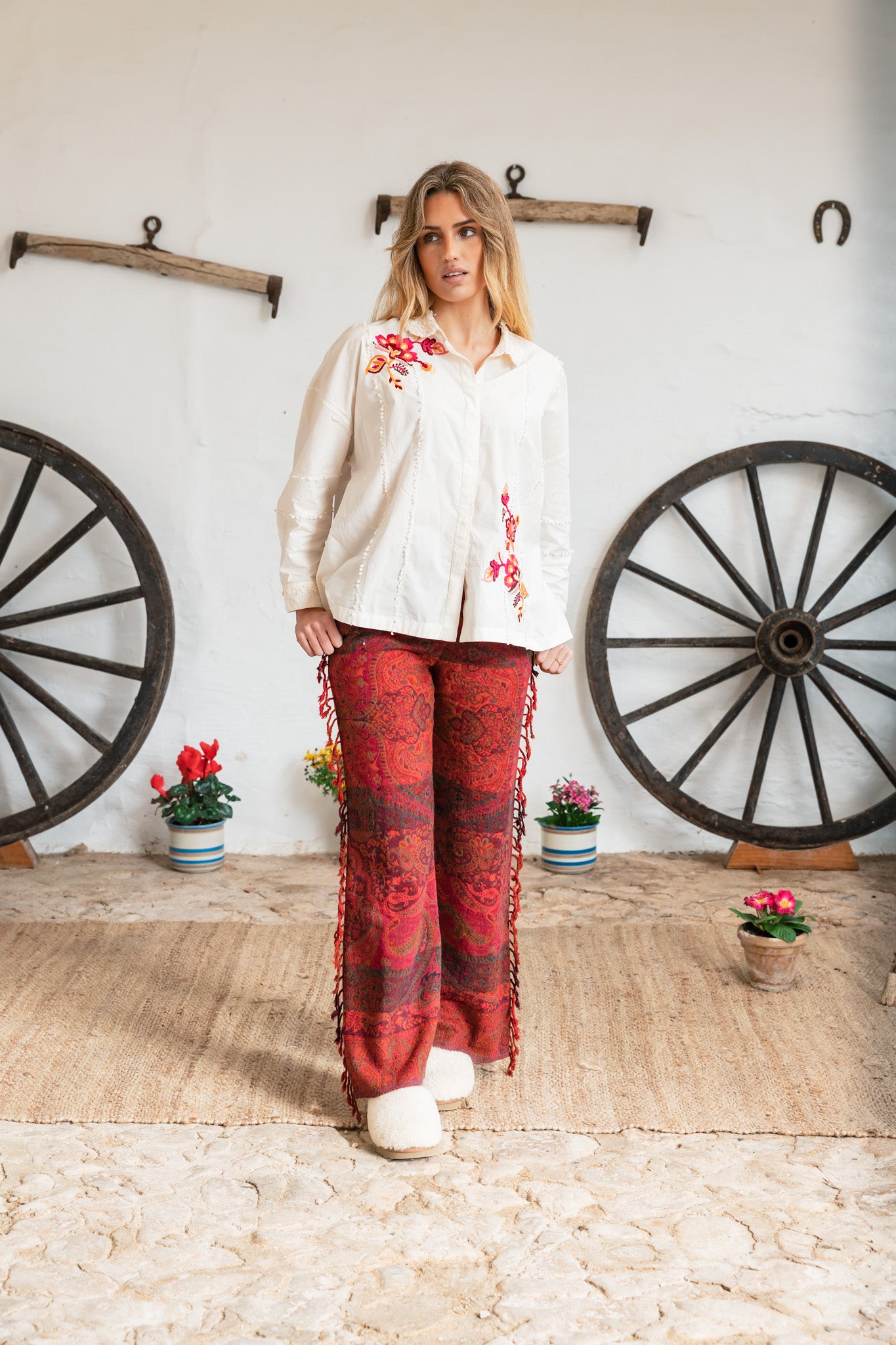 Presili Cotton Blouse Embroidery Wool