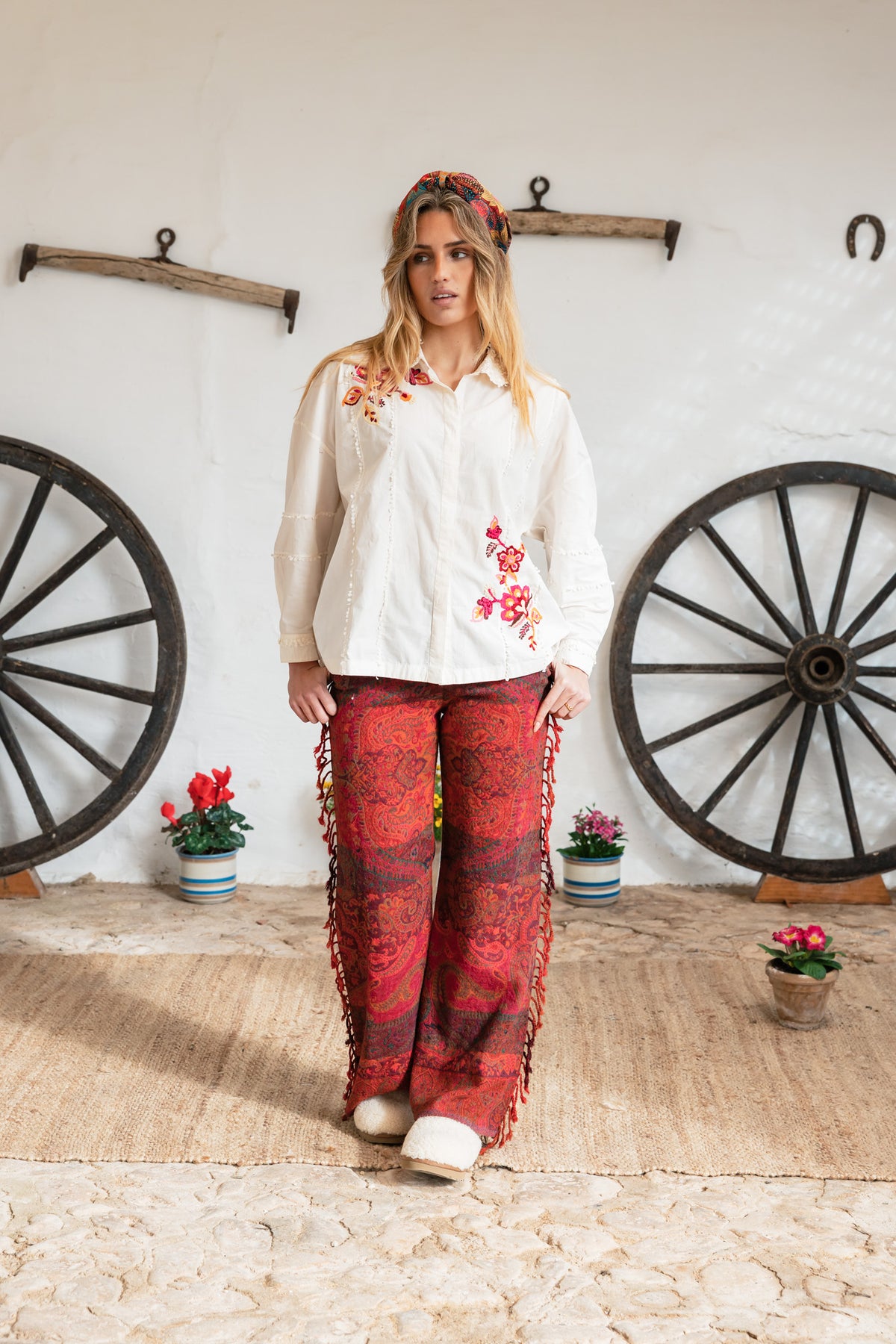 Presili Cotton Blouse Embroidery Wool