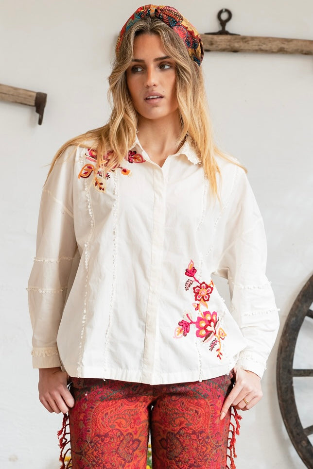 Presili Cotton Blouse Embroidery Wool