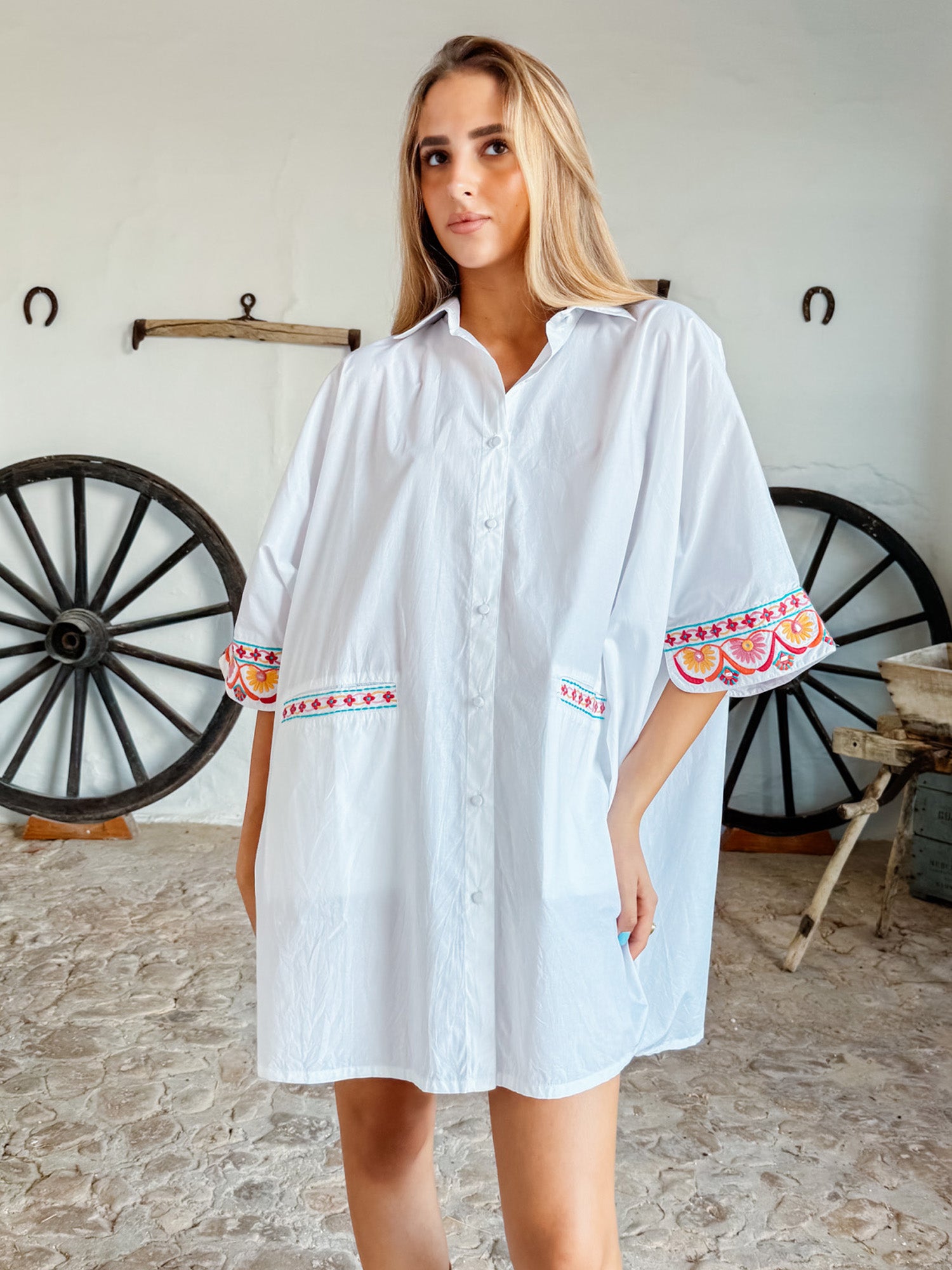 Mitjana Blouse Dress White