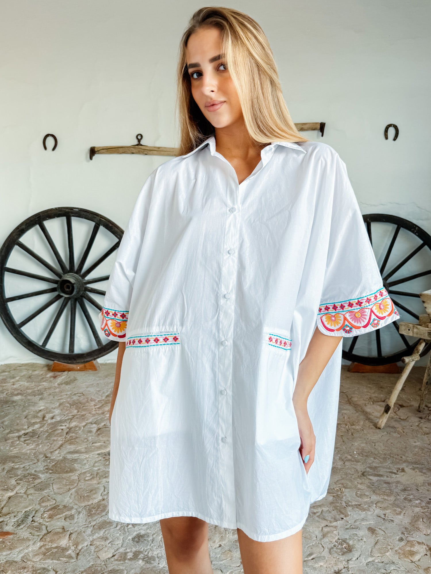 Mitjana Blouse Dress White