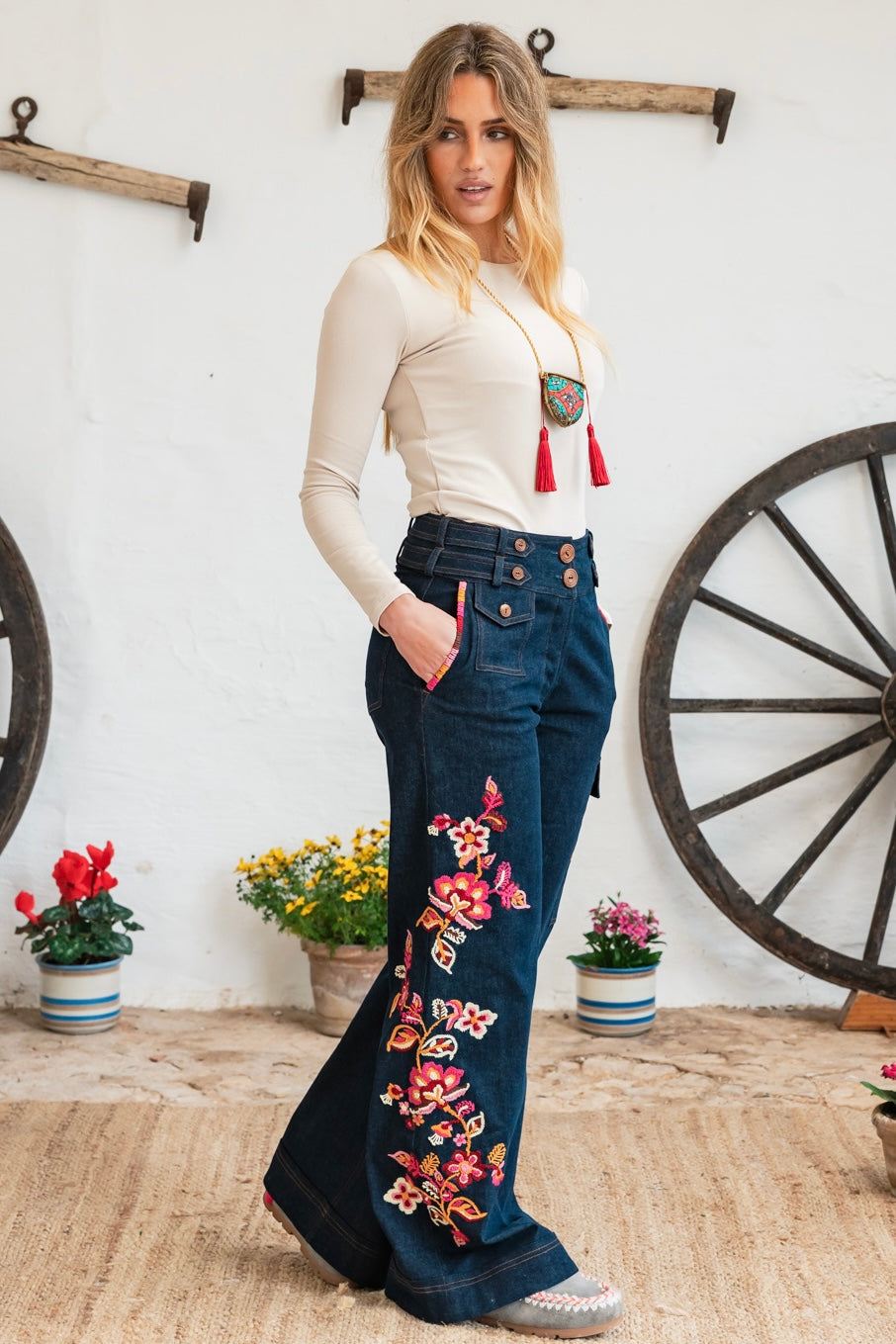 Presili Denim Pants Embroidery