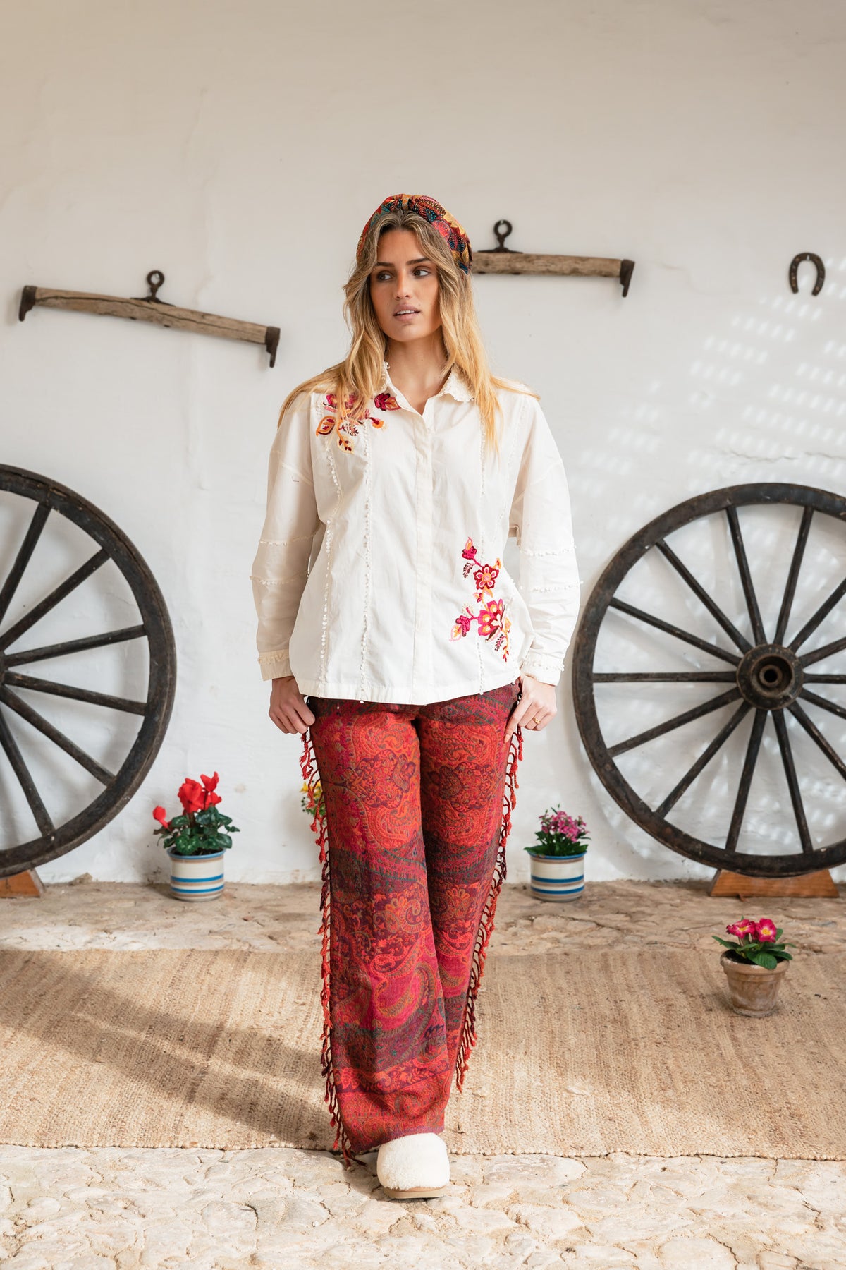 Presili Cotton Blouse Embroidery Wool