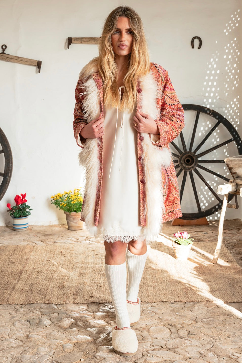 Binissaida Chaquetón & Pelo Natural Toste-Pink
