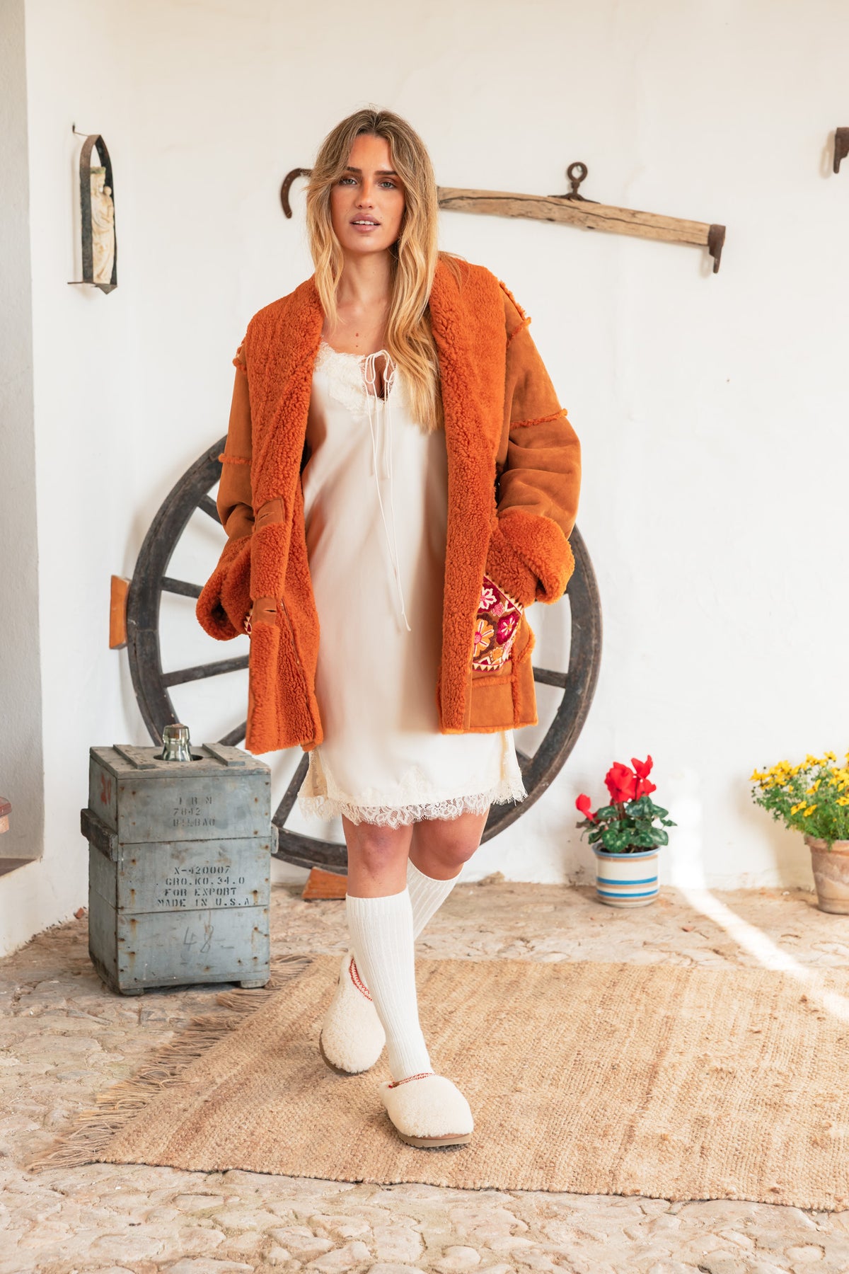 Galdana Pelliza Embroidery Pockets Orange