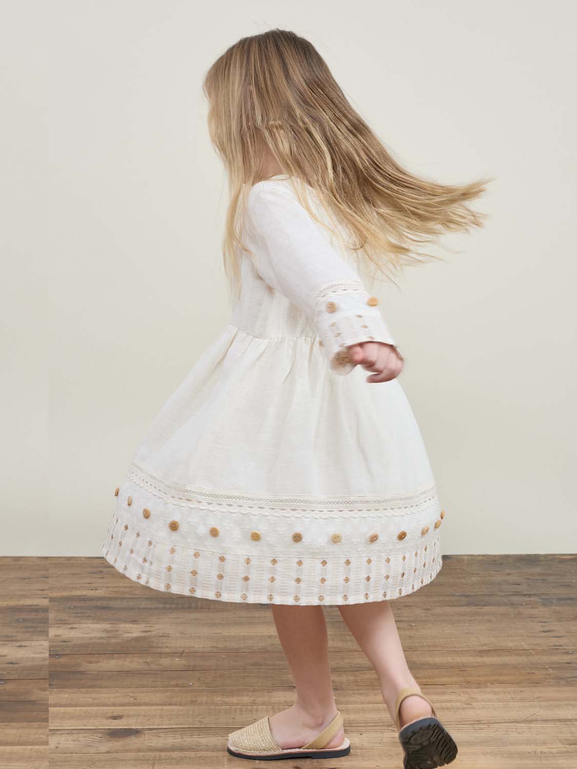 Ayur Dress Cream &amp; Brown Kids