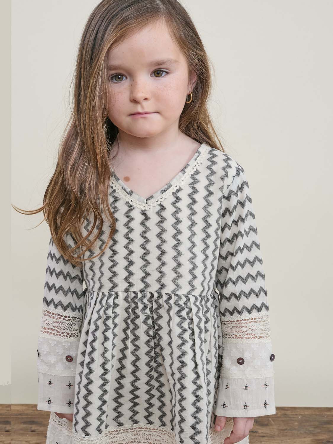 Ayur Dress Cream &amp; Black Kids
