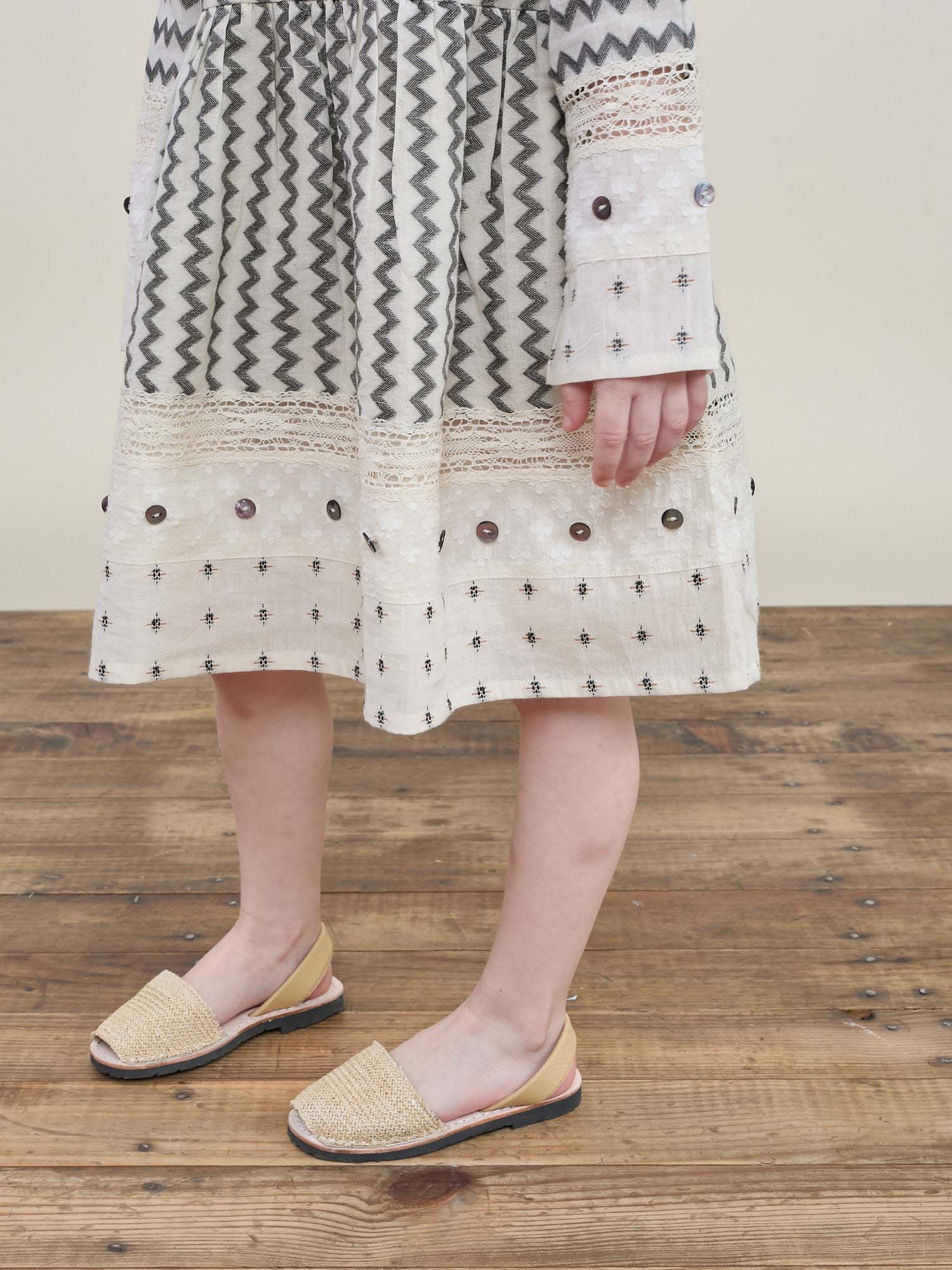 Ayur Dress Cream &amp; Black Kids
