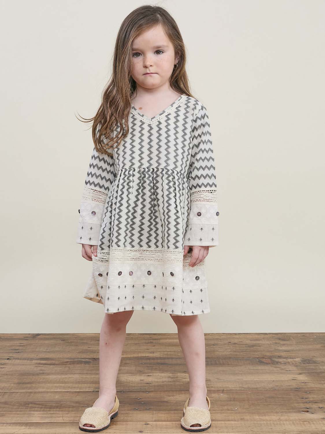 Ayur Dress Cream &amp; Black Kids