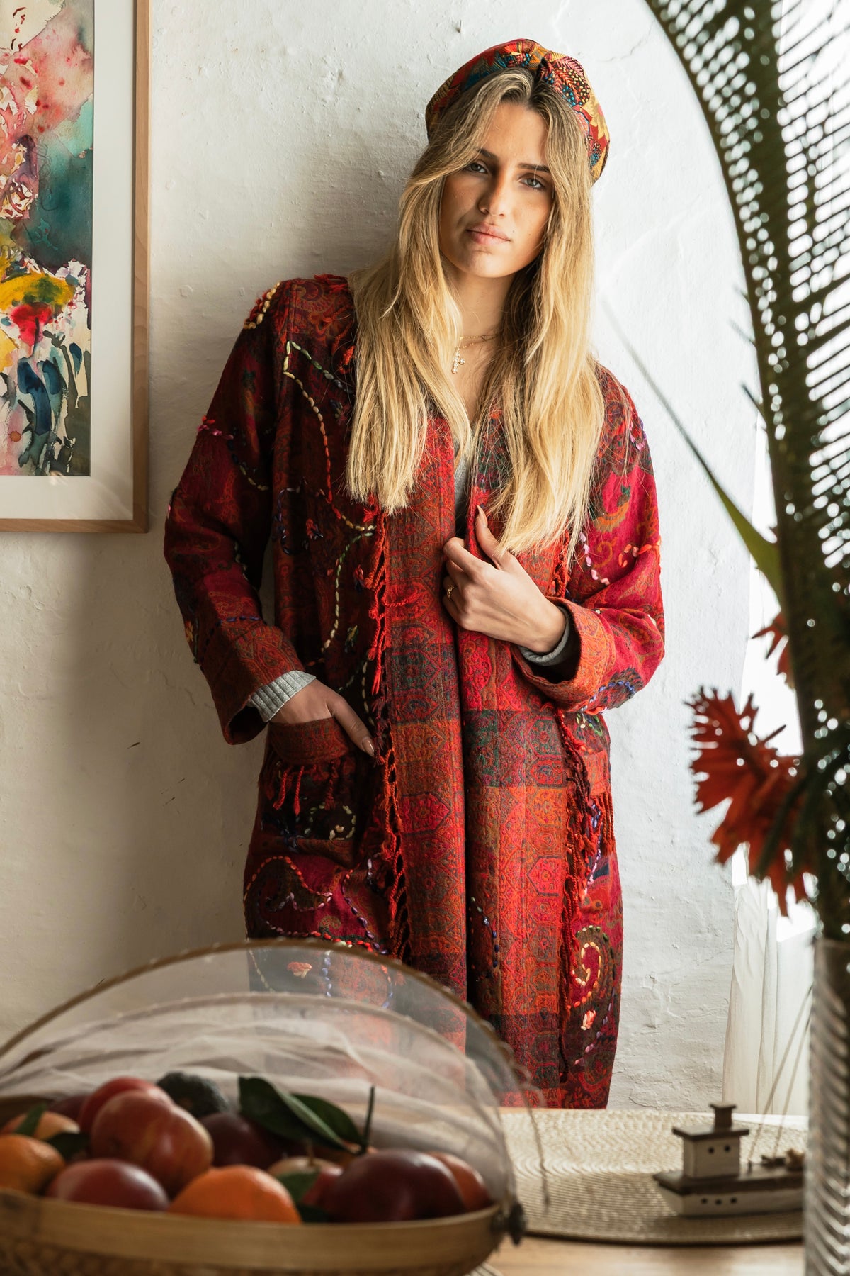 Sa Mesquida Chaquetón 3/4 & Embroidery Burgundy