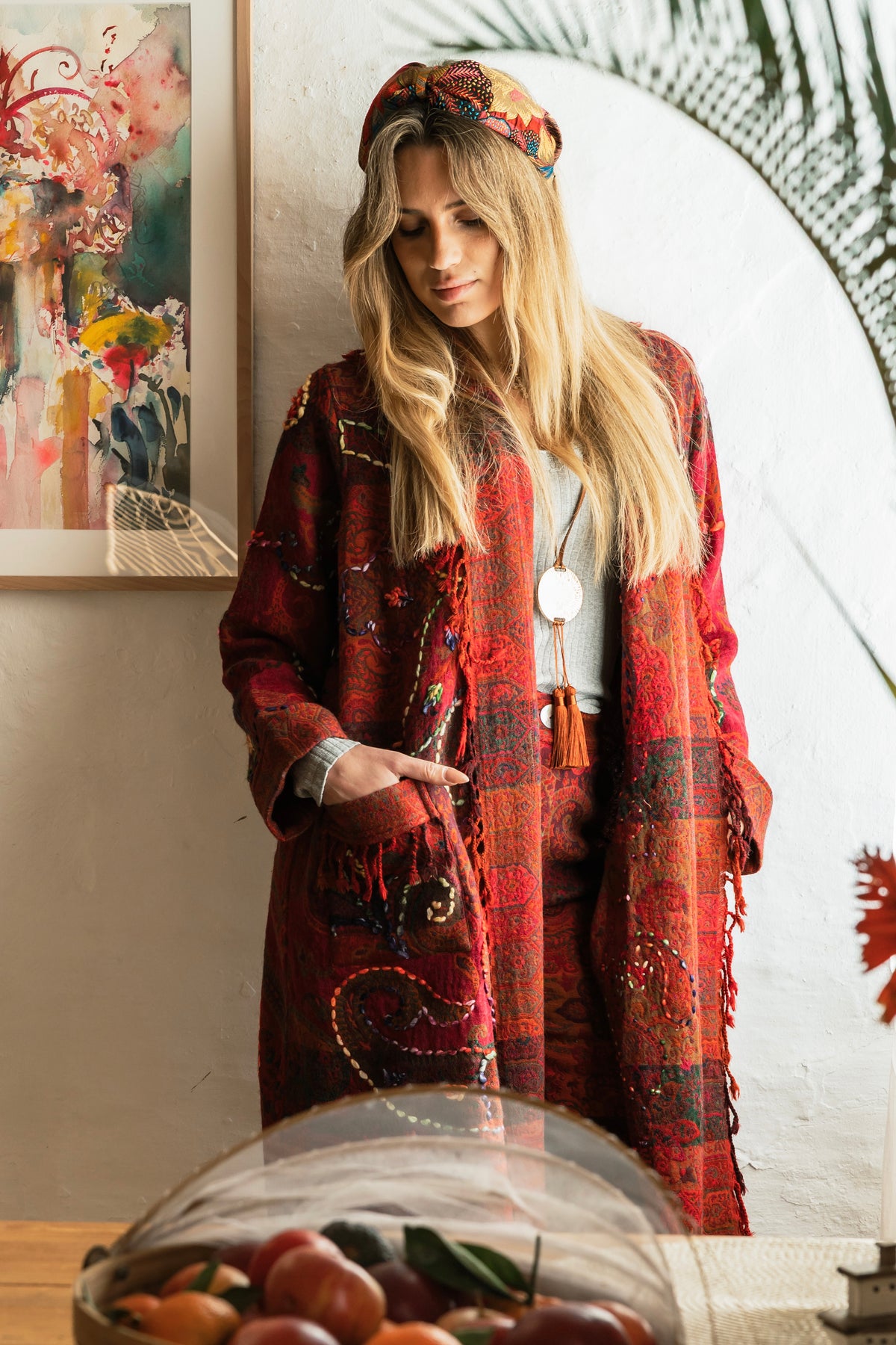 Sa Mesquida Chaquetón 3/4 & Embroidery Burgundy