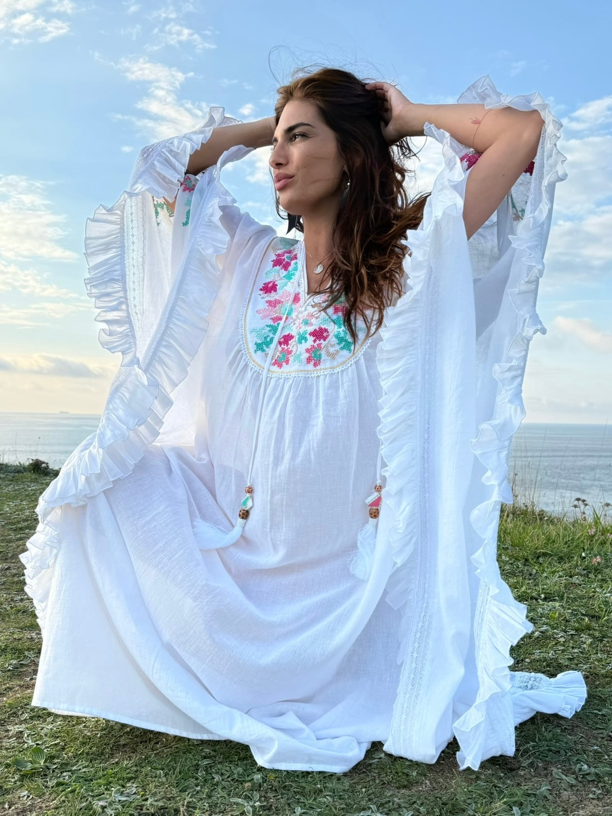 Pregonda Long Kaftan White