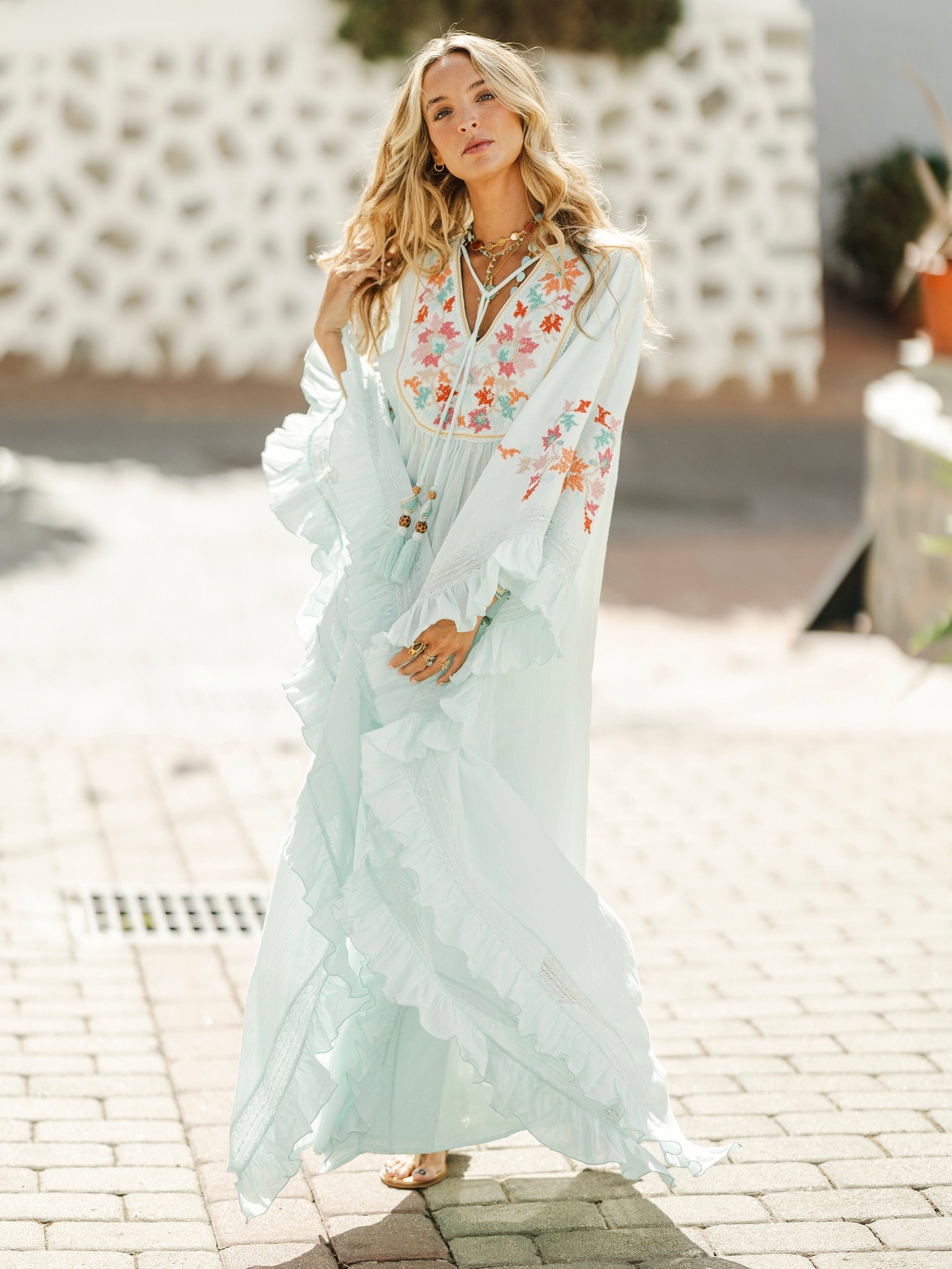 Cápsula By Cris Mata Pregonda Long Kaftan Blue