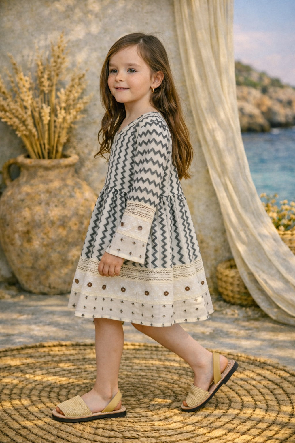 Ayur Dress Cream &amp; Black Kids